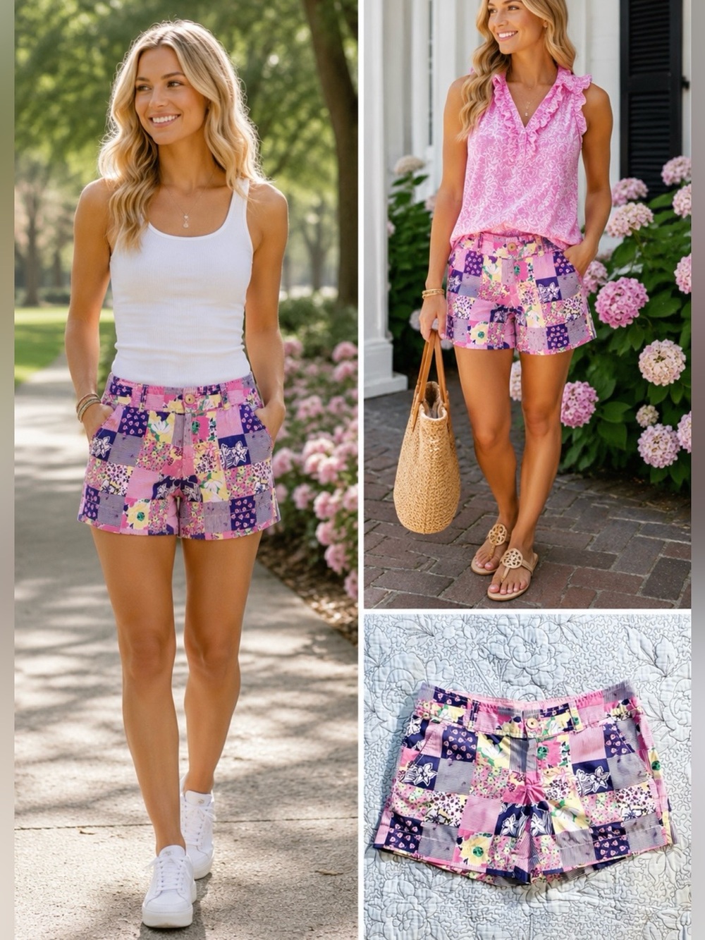 Lilly Pulitzer Callahan Shorts – Pink Patchwork Floral Preppy – Size 4 🧡